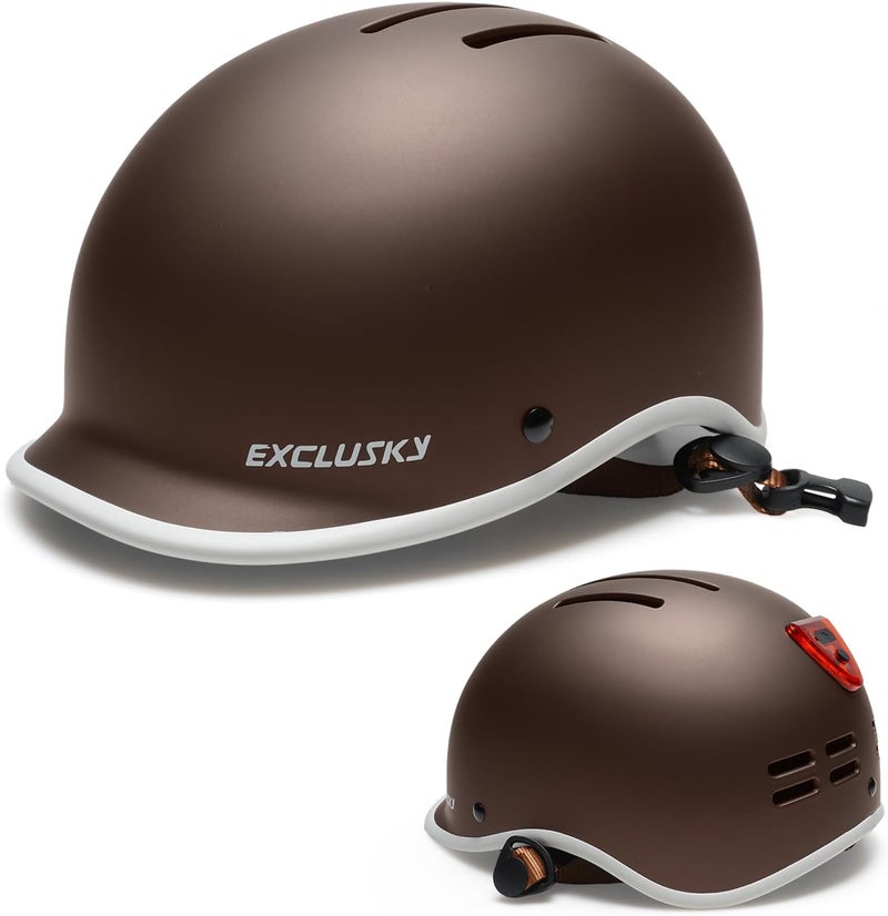 EXCLUSKY Bike Helmet for Adults,Adjustable Cycling Helmet for Men & Women Safety Certified Bicycle Helmet for Commuting, Road Biking, Skating with USB Rechargeable Rear Light - Image 1